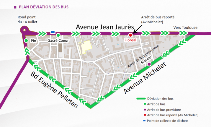 Plan déviation ligne de bus N°2