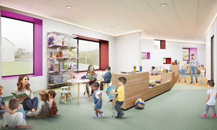 Vue espace bibliothèque maternelle de la future école Langevin