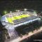 Vue aérienne du futur stade Armandie avec principe d'évolution