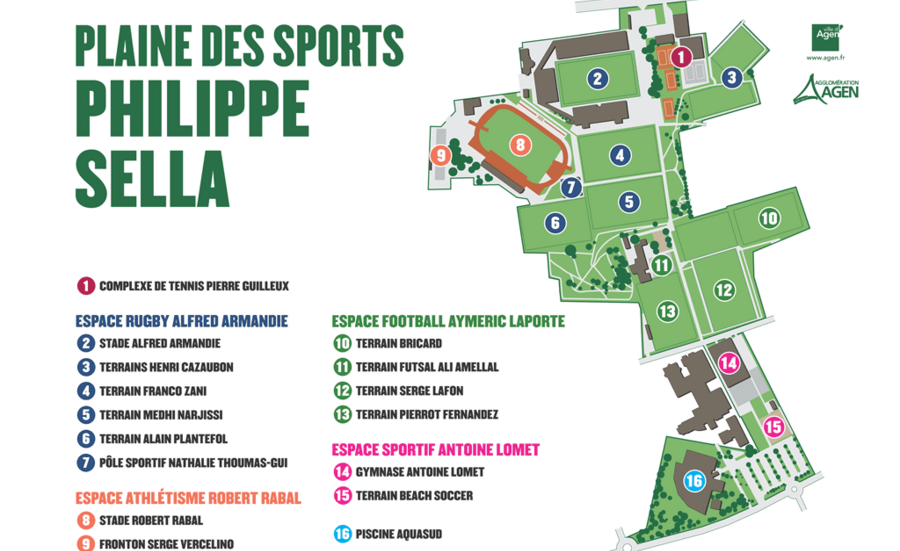 Plan de la plaine des sports Philippe Sella